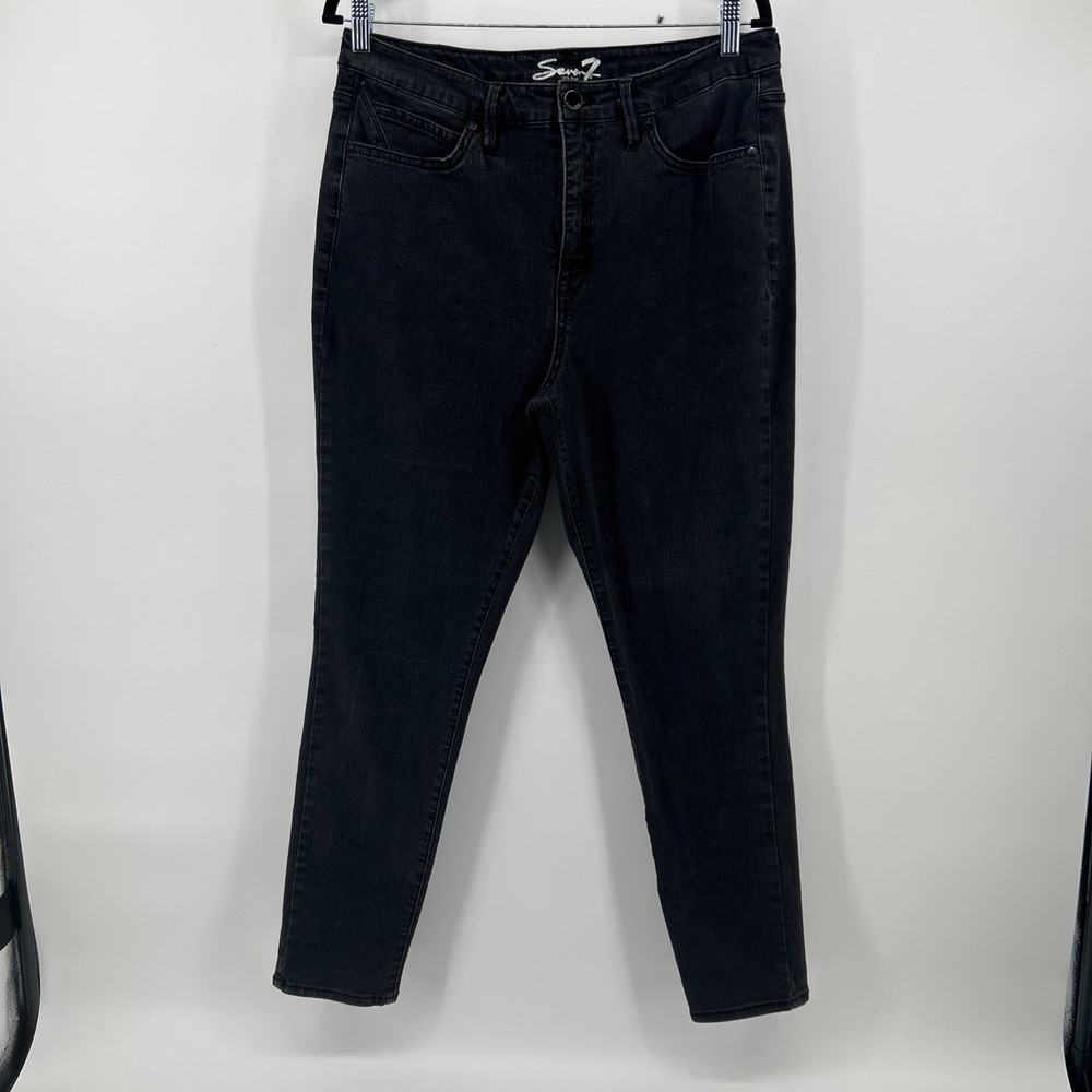 Seven7 Black Skinny Jeans Size 14 High Waisted Stretch Dark Academia Edgy Casual